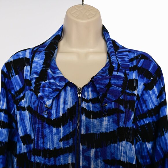 CHICO'S ZENERGY Animal Print/Abstract Blue & Black Zipper Jacket Size 3 (XL16) - Picture 6 of 8